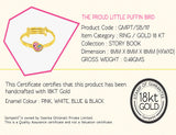 18K Gold The Proud Little Puffin Bird Ring <br> Storybook Collection