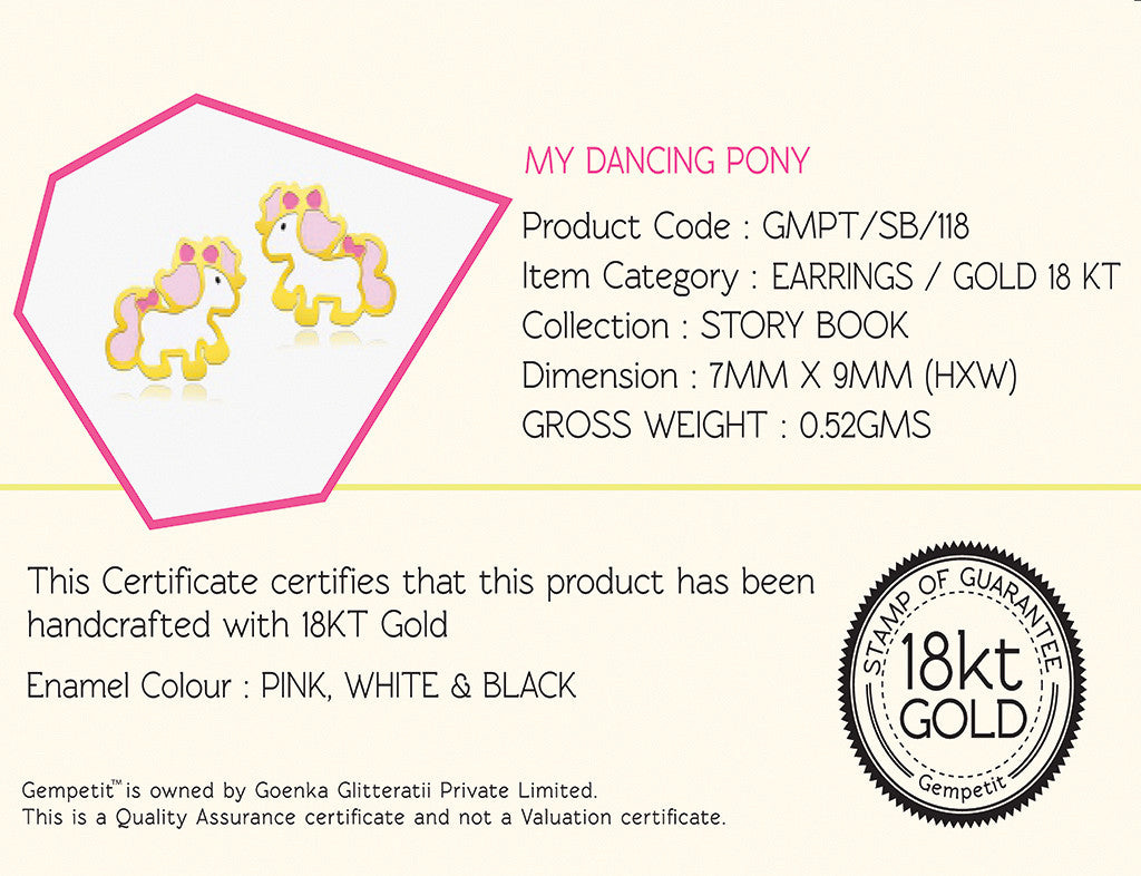 18K Gold My Dancing Pony Earrings <br> Storybook Collection