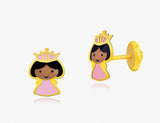 18K Gold Princess of a Faraway Castle Earrings <br> Storybook Collection