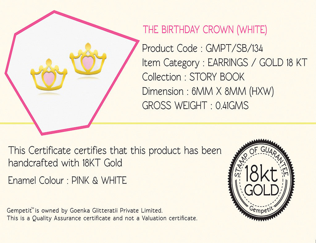 18K Gold The Birthday Crown Earrings <br> Storybook Collection