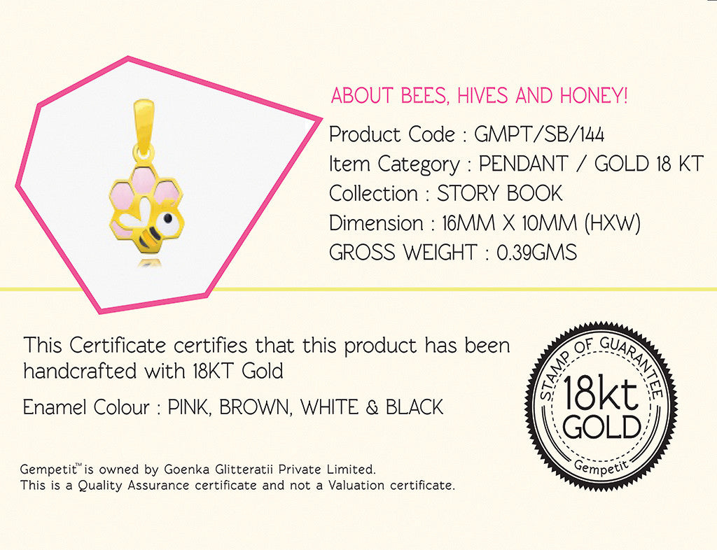 18K Gold About Hives, Bees & Honey Pendant <br> Storybook Collection