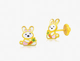 18K Gold The Tale of the Hungry Rabbit Earrings <br> Storybook Collection