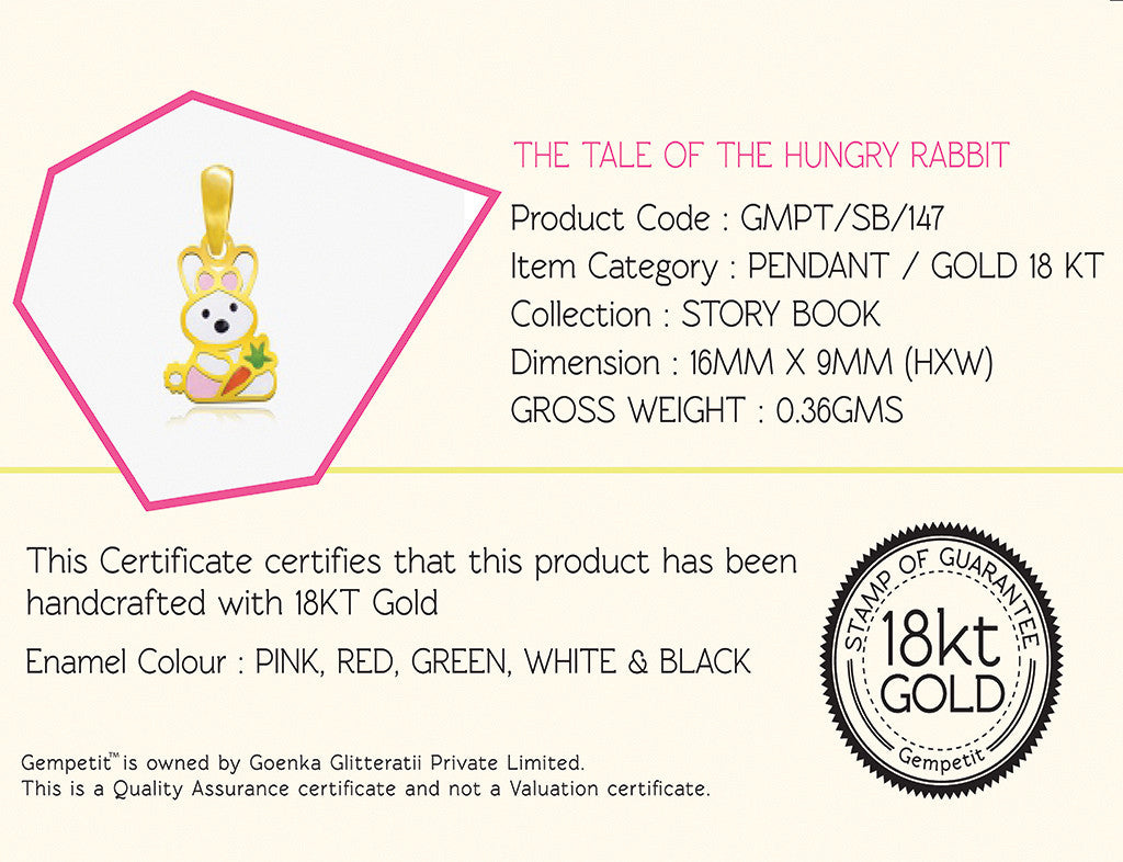 18K Gold Tale of the Hungry Rabbit Pendant <br> Storybook Collection