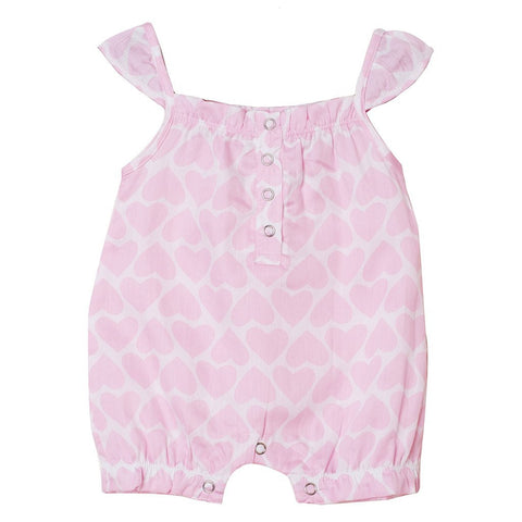 Girl's Romper - Pink Hearts