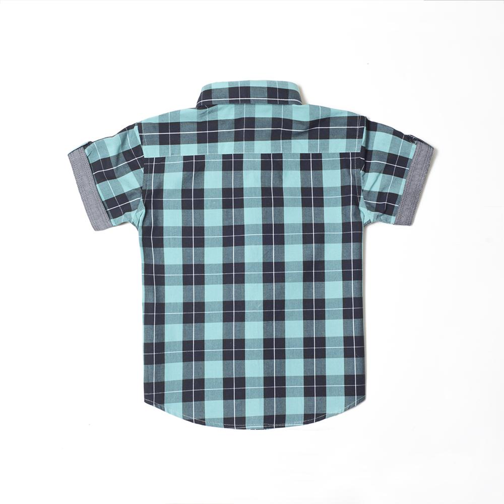 Green/Navy Big Checks Boys Shirt