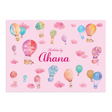 Personalised Sketch Book <br> Hot Air Balloon - Pink