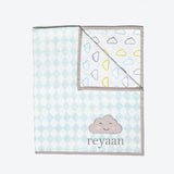 Organic Quilted Blanket <br> Blue Cloud<br><span style="font-size: 10px;">Can be Personalised</span>