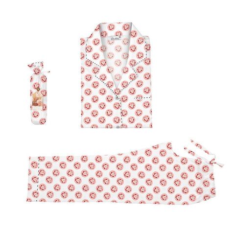 Adult Pyjama Set-Notched Collar <br> Heart in Owl <br> <span style="font-size: 11px; font-family:Helvetica,Arial,sans-serif;">Can Be Personalised</span>