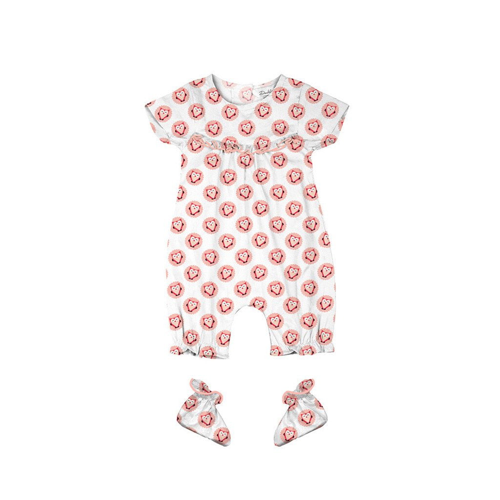 Layette Set with Short-Legged Romper & Booties <br> Heart in Owl <br> <span style="font-size: 11px; font-family:Helvetica,Arial,sans-serif;">Can Be Personalised</span>