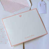 Personalised Flat Cards with Assorted Lined Envelopes <br> Rose Heart <br> <span style="font-size: 10px;">Set of 12</span>