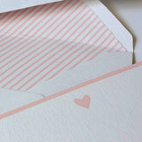 Personalised Flat Cards with Assorted Lined Envelopes <br> Rose Heart <br> <span style="font-size: 10px;">Set of 12</span>