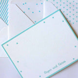 Personalised Flat Cards with Assorted Lined Envelopes <br> Teal Confetti <br>  <span style="font-size: 10px;">Set of 12</span>