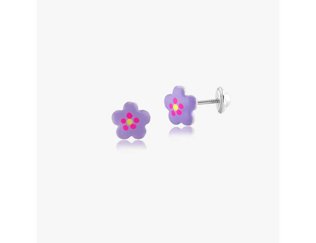 925 Sterling Silver Japanese Blossoms(Lavender) Earrings <br> Pop Art Silver Collection