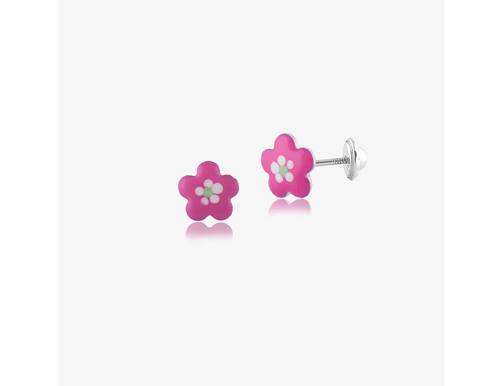 925 Sterling Silver Japanese Blossoms(Small) Earrings <br> Pop Art Silver Collection