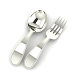 Sterling Silver Feeding Spoon & Fork Set - Beaded
