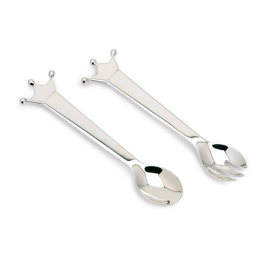 Sterling Silver Feeding Spoon & Fork Set - Majestic
