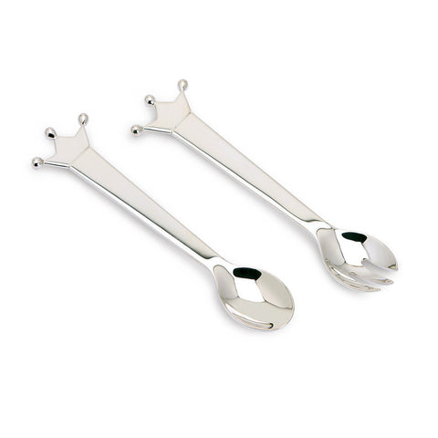 Sterling Silver Feeding Spoon & Fork Set - Majestic