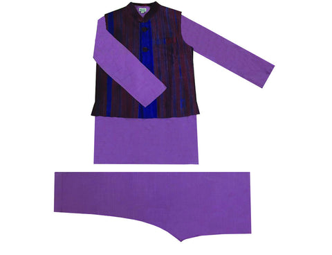 Krishna Mehta Textured Vest with A Kurta Churidar
