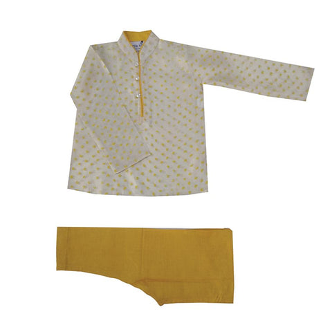Krishna Mehta Cream and Mustard Kurta Set