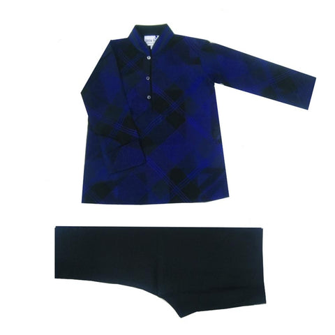 Krishna Mehta Blue Printed Kurta Set In Cotton Silk