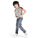 Short T-Shirt with Guitar Motif & Red Panel