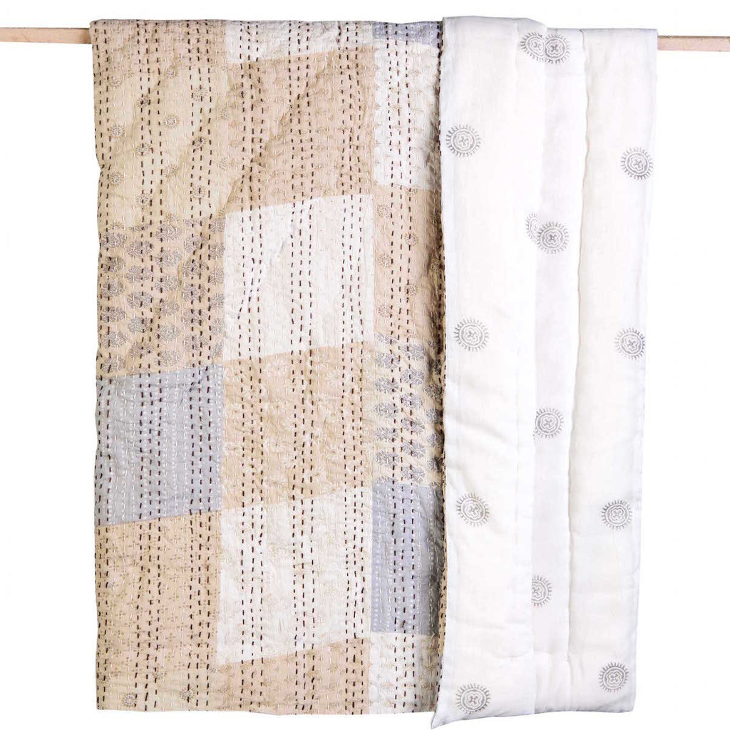 Kantha Quilt - Beige