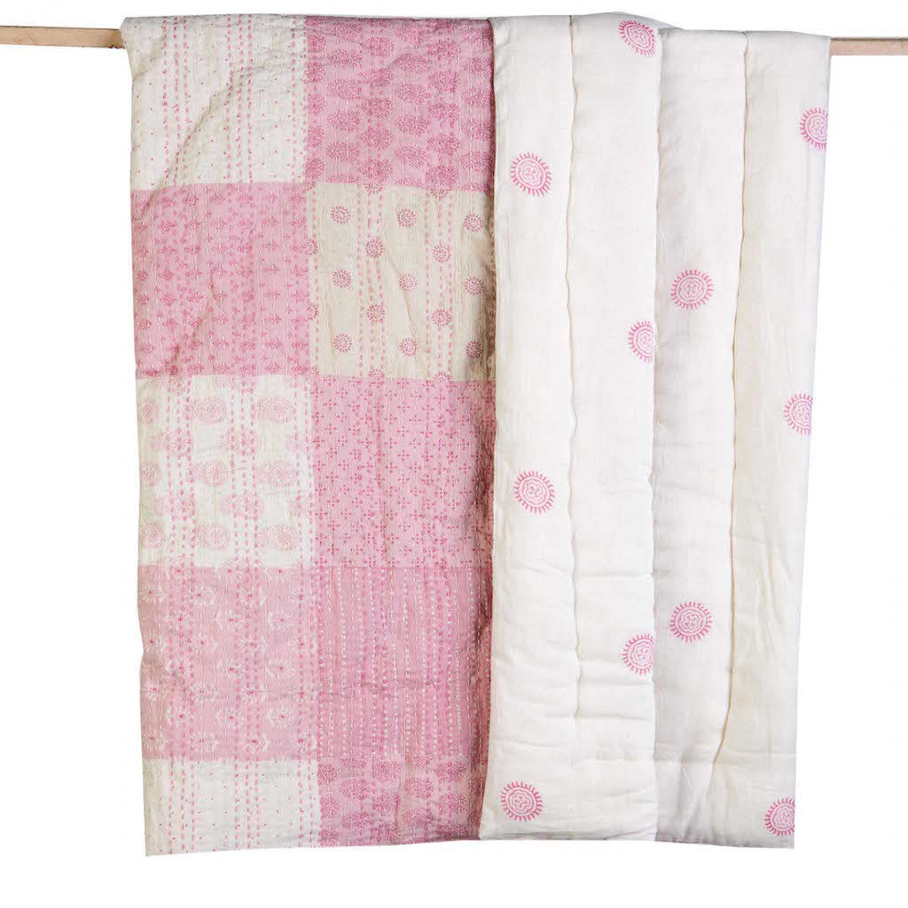 Kantha Quilt - Pink Patchwork