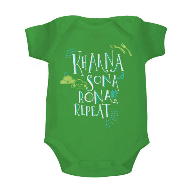 Khaana Sona Rona Repeat  <br> Organic Cotton Onesie, Can be Personalised