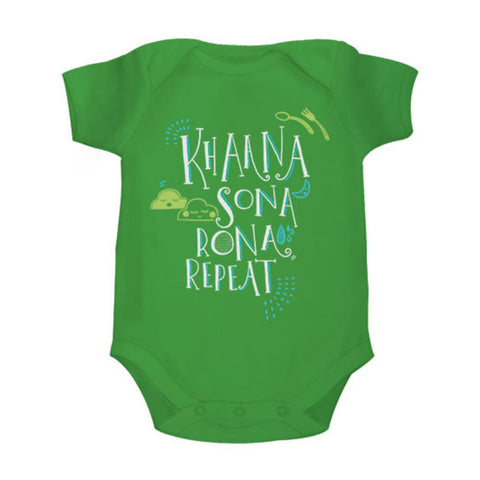 Khaana Sona Rona Repeat  <br> Organic Cotton Onesie, Can be Personalised