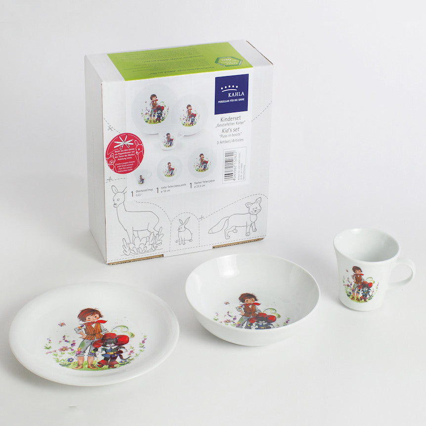 3 Piece Porcelain Crockery Set <br> Puss in Boots