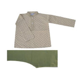 Krishna Mehta Beige Olive Kurta Set