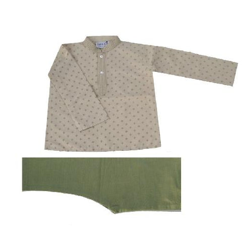 Krishna Mehta Beige Olive Kurta Set