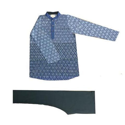 Krishna Mehta Blue Printed Kurta Set
