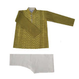 Krishna Mehta Green Printed Kurta Churidar Set In Chanderi