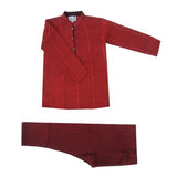 Krishna Mehta Red Kurta Set With Stripes