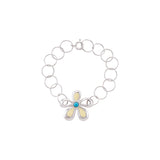 925 Sterling Silver Yellow Enamel Flower Bracelet