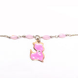 Pink Enamel Cat Bracelet in 925 Sterling Silver