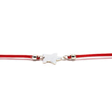 Red Star Cord Bracelet in 925 Sterling Silver