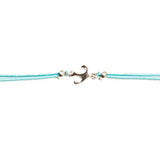 Blue Anchor Cord Bracelet in 925 Sterling Silver