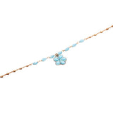 Blue Enamel Flower Bracelet in 925 Sterling Silver