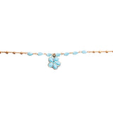 Blue Enamel Flower Bracelet in 925 Sterling Silver