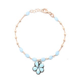 Blue Enamel Flower Bracelet in 925 Sterling Silver