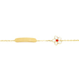 White Enamel Flower Bracelet in 9K Gold with Name Plate <br> <span style="font-size: 11px; font-family:Helvetica,Arial,sans-serif;">Can Be Personalised</span>