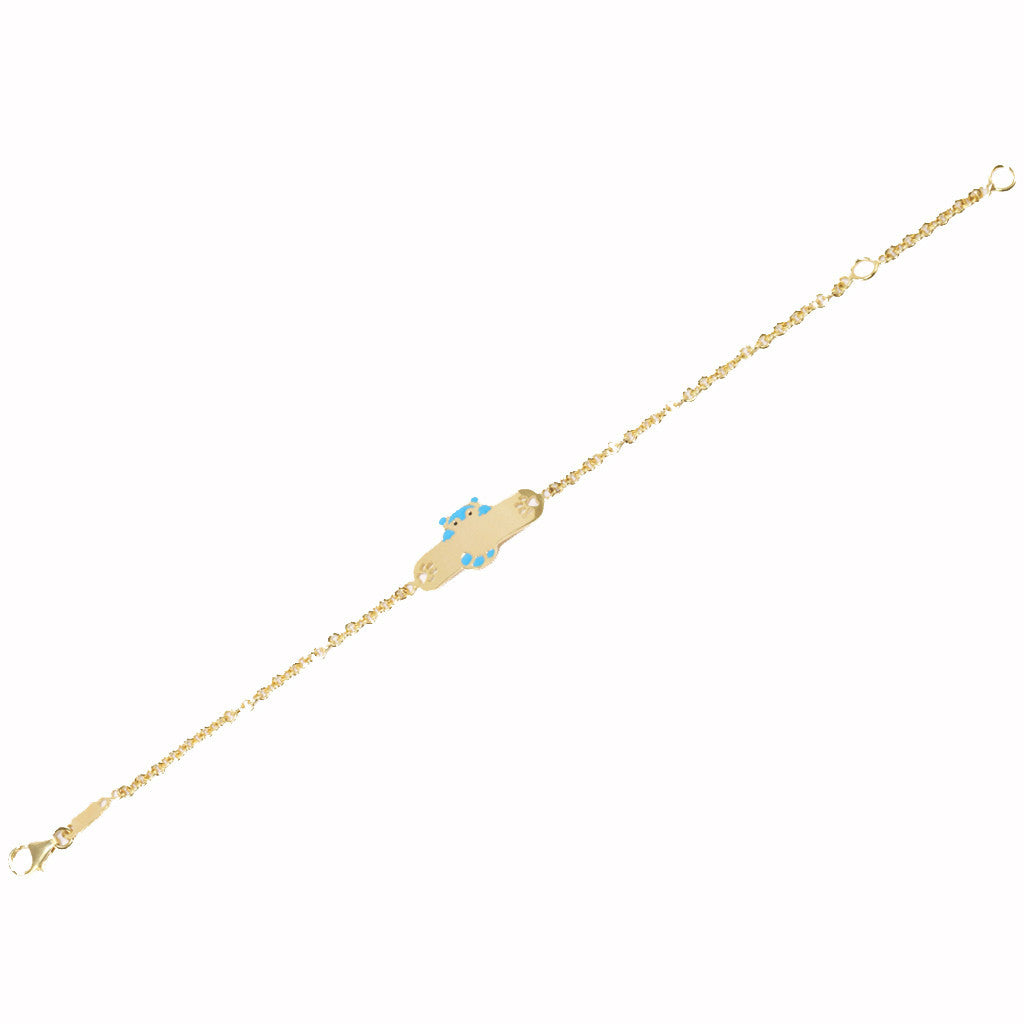 Blue Koala Enamel Bracelet in 9K Gold with Name Plate <br> <span style="font-size: 11px; font-family:Helvetica,Arial,sans-serif;">Can Be Personalised</span>