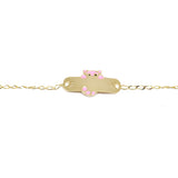 Pink Koala Enamel Bracelet in 9K Gold with Name Plate <br> <span style="font-size: 11px; font-family:Helvetica,Arial,sans-serif;">Can Be Personalised</span>