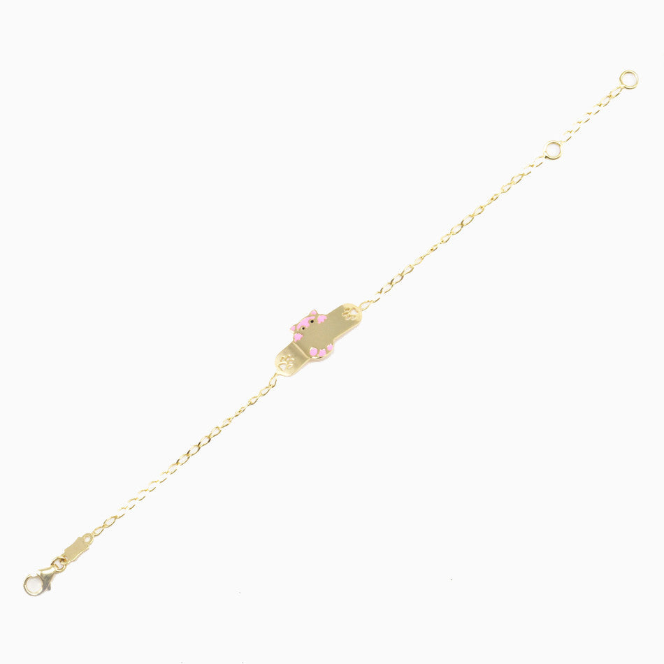 Pink Koala Enamel Bracelet in 9K Gold with Name Plate <br> <span style="font-size: 11px; font-family:Helvetica,Arial,sans-serif;">Can Be Personalised</span>