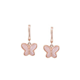 925 Sterling Silver Butterfly Earrings with Rose Gold Plating in Sakura Stone