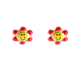 Sunflower Flower Earrings in 9K Gold