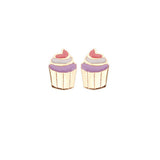 Cupcake Enamel Earrings in 9K Gold