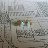 Blue Birds Enamel Earrings in 9K Gold